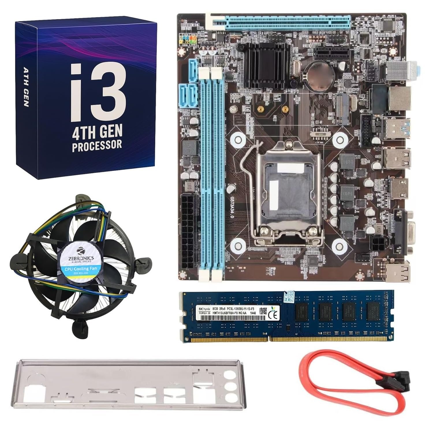 H81 Motherboard + Core i3 4150/4360 4th Gen Processor + 8GB DDR3 1600MHz RAM + CPU Fan | Pre-Assembled & Pre-Tested Kit | for Home & Office PC Upgrade | 1-Year Warranty