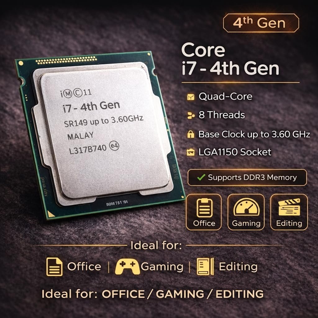H81 Motherboard Combo with i7 4th Gen 4770/4790 + 8GB DDR3 1600MHz RAM + CPU Fan – Pre-Assembled & Pre-Tested Desktop Combo Ideal for Video Editing, Gaming & Multitasking with 1 Year Warranty