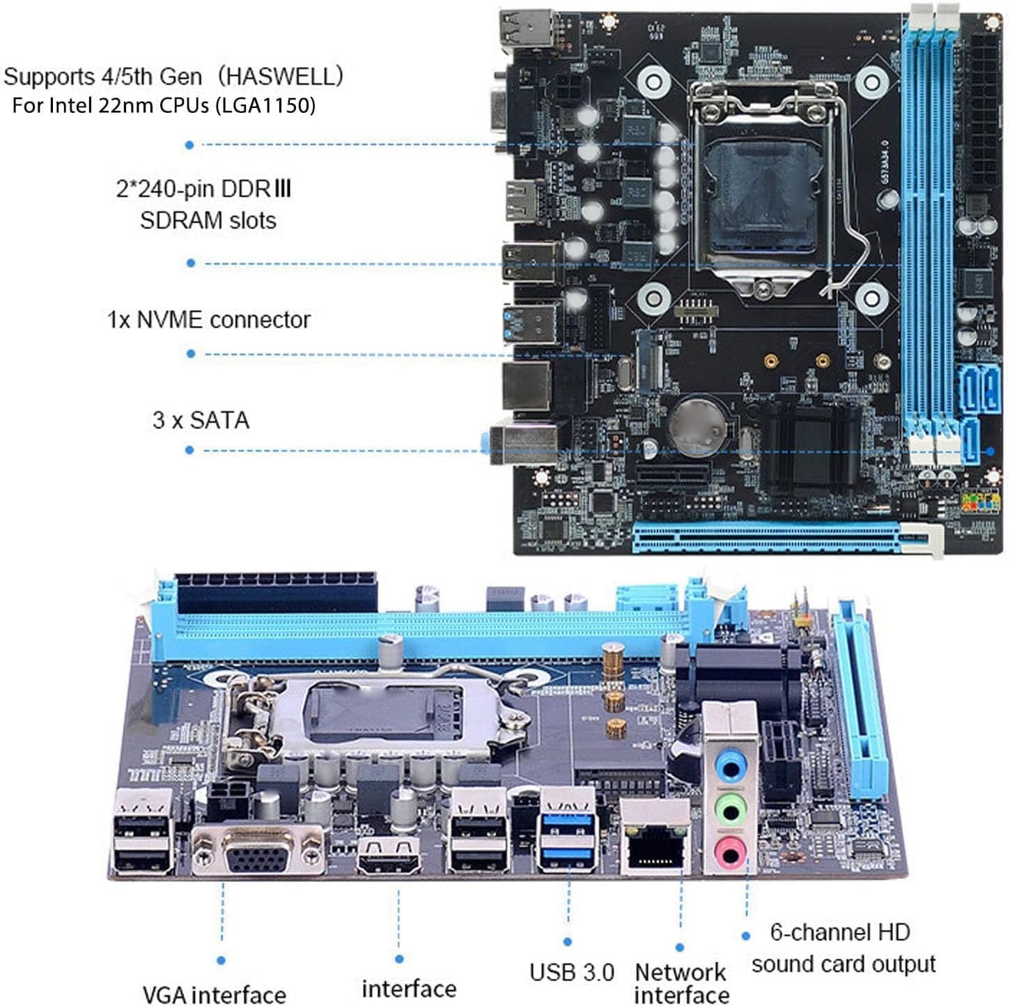 H81 Motherboard with i5 4th Gen 4570/4590/4460/4440 + 8GB DDR3 1600MHz RAM + CPU Fan – Pre-Assembled & Pre-Tested Desktop Combo Ideal for Student PCs, Professional and Home Media, with 1 Year Warranty