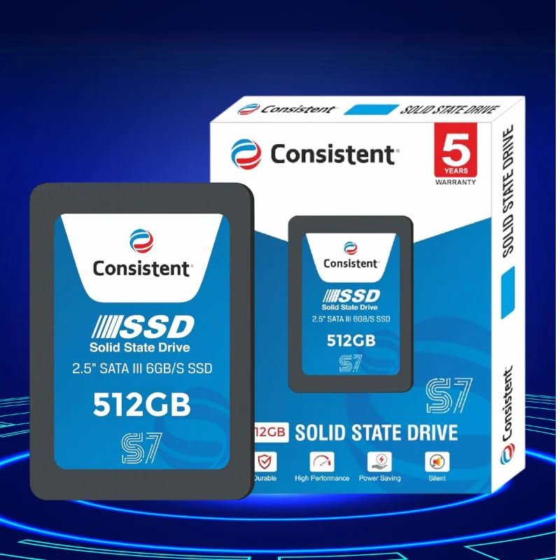 Consistent SSD 512GB 2.5 Inch SATA Internal SSD - Read: 550MB/s & Write: 500MB/s - Solid-State Drive 5 Year Warranty (512, GB)