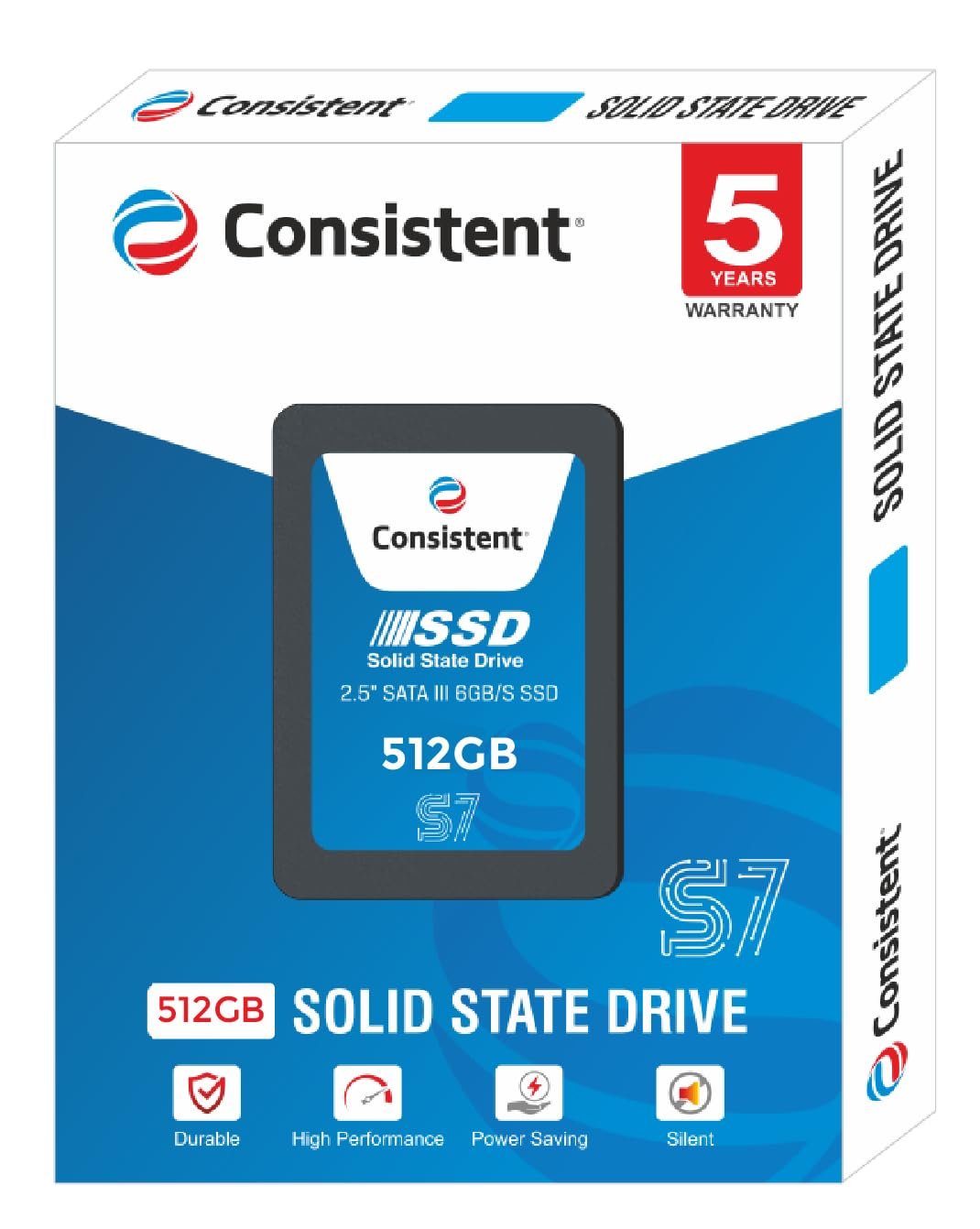 Consistent SSD 512GB 2.5 Inch SATA Internal SSD - Read: 550MB/s & Write: 500MB/s - Solid-State Drive 5 Year Warranty (512, GB)